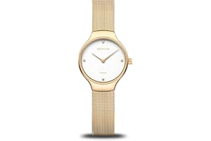 BERING Zegarek kwarcowy dla kobiet, klasyczna kolekcja ze stali nierdzewnej i szafirowego szkła 13326-XXX, odcienie złota, 13326-334