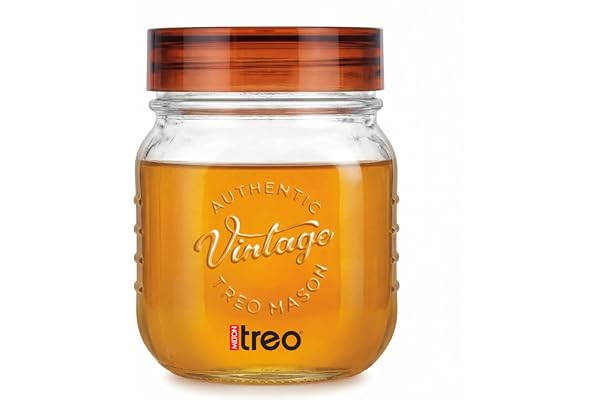 Treo By Milton Vintage Glass Jar With Plastic Lid, 500 ml, Transparent Storage Jar Kitchen Organiser Modular Food Safe Transparent Refrigerator Safe Air Tight