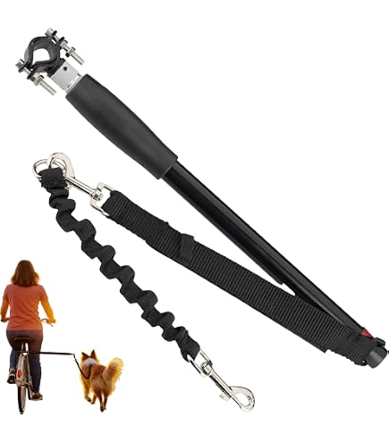 Guinzaglio Per Bici MRWiZMS 180° Con Molla Ammortizzatrice | Per Cani | Corsa E Passeggio | Montaggio Lato Sinistro/Destro