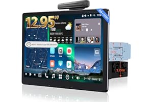 ATOTOZONE 12.9" QLED AI Radio Android 1 DIN, 8G+128G, 4G LTE,Pantalla Flotante Coche，CarPlay y Android Auto Inalámbricos, Doble Teléfono & 2 Bluetooth,36B-EQ，SCVC,X10G129E
