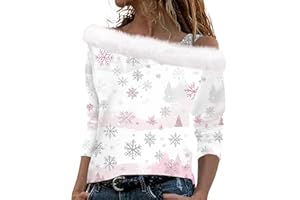 uxxnjfg 2024 Jersey Navideño Invierno Navideñas Nieve Punto Tallas Grandes Camiseta Festival Outfit Ropa Mujer