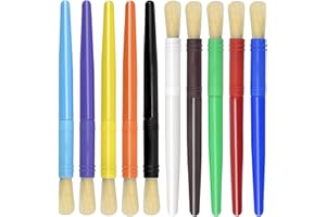 CLEMINSTA 10 Pezzi Pennelli da Pittura Setola Maiale per Bambini Testa Rotonda Pennelli Artista Pennello Bambini Set Pennelli Dipingere Artista Pennello Set di Acquerello e Pittura ad Olio per Principianti