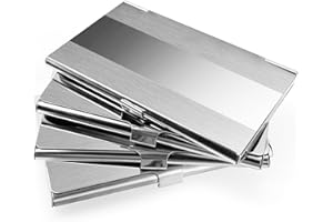 WOUMON 4 Pezzi Porta Biglietti da Visita Tascabile, Portabiglietti da Visita in Acciaio Inox, Porta Carte di Credito per Uomini e Donne (Stile2)