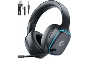 Gvyugke Gaming Headset Wireless, 2.4GHz Wireless Gaming Headset for PS5/4/PC/Switch/Mac/Phone, Bluetooth 5.3 Headphones with MIC Noise Canceling, 7.1 Surround Sound, 70H Battery, RGB Light Up-Black