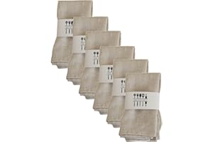 3Z FUNJXHEY 6er Set Stoffservietten Leinenservietten Baumwolle 100% Natur Leinen Tischdekoration Küche Esstisch Abendessen Cafe Restaurant 40*40CM Familienessen Hochzeiten Cocktail Startseite Weihnachten(Beige)