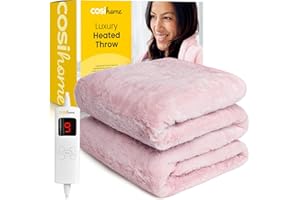 Cosi Home Manta Electrica Termica Premium Ultra Suave, 9 Niveles de Calor, Temporizador, Mando Extraible, Lavable en Lavadora, 180 x130 cm – Rosa