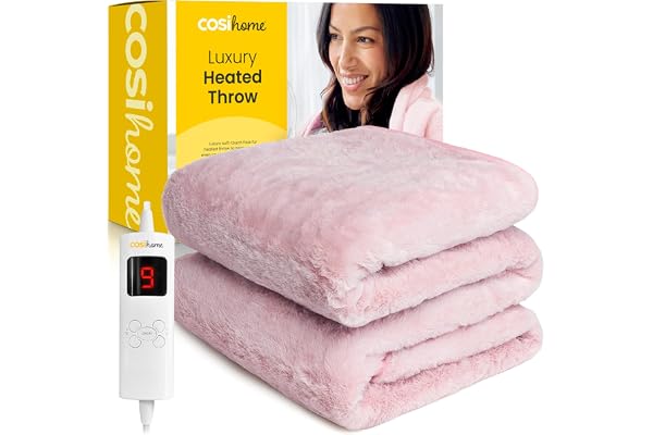 Cosi Home Lyxig Värmefilt - Pläd Fuskpäls - Elektrisk Värmefilt med 9 Värmeinställningar, 9 Timmars Timer och Överhettningsskydd - Tvättmaskinvänlig med Fjärrkontroll - Rosa Filt
