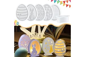 GUBOOM Stampi SiliconePasqua 6 Pezzi Coniglio e Uovo, Stampo per Gesso DIY & Resina Epossidica