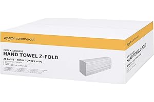 AmazonCommercial Servilletas de Papel de Varios Pliegues (Plegado en Z) 2 Capas de Celulosa 4000 Hojas (20 Paquetes de 200) Tamaño de la Hoja: 24 x 20,3cm Compatibles con Dispensadores H2
