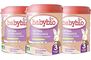 Babybio - Lait Infantile - Optima 3ème Âge avec Fibres - 800g - dès 10 Mois - BIO - Fabriqué en France - Sans Huile de Palme - Lot de 3