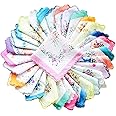 Prime deal 12 Pieces Large Size 13X12 Inches Cotton Flower Printed White Hankies Women Ladies Handkerchief