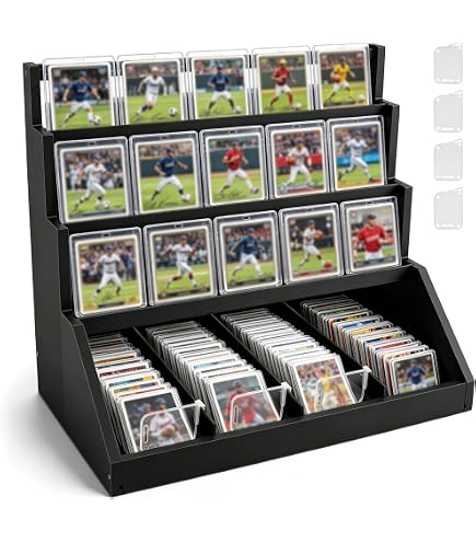 Cadre Vitrine 35 Cartes de Sport 61,7x77,5x5,5 cm Présentoir Mural pour Carte Classée, de Football, Basket-Ball, de Collection, Verre PC Transparent Protection UV 98 %, Porte Verrouillable | FR