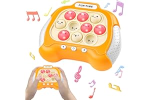 QUANQUER Pop Toys for Kids Adults, Electronic Pop Game Light-up Sensory Games Tap Pop Tap Smart Fidget Game Pink Bunny Birthday Gifts for Age 8 9 10-12-18 Year Old Girl Boys (Game Orange)