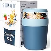 Muesli Cup to Go, Yogurt Cup for On the Go with Spoon, Leak-Proof Yoghurt to Go Cup, Large (250 ml + 500 ml), Dishwasher Safe