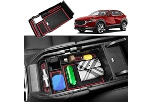 Coleya Mittelkonsole Aufbewahrungsbox Kompatibel mit Mazda CX-30 2019-2024, Mazda CX 30 Zubehör Armlehne Organizer, CX-30 Mittelarmlehne Handschuhfach Mit Rutschfestermatte (Rot)