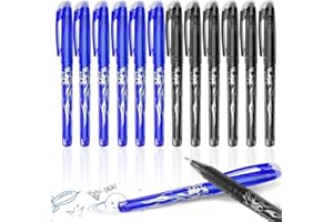 ‎ARIEL-GXR Radierbarer Kugelschreiber, 0.5mm Radiergummi Stift, 12pcs Nachfüllbarer Radierstift, Blau und Schwarz Tintenroller Radierbar, Gelschreiber Radierbar, Friction Stifte, Gelstifte Set für Grundschule