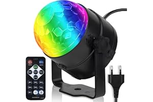 CATPOWER Discokugel Partylicht mit Fernbedienung, 1.3 m Netzkabel, Europäischer Stecker, musikgesteuert, tragbar für draußen und drinnen, DJ Licht, Party Gadgets, Discolicht