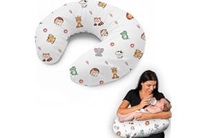 FLOWEN Cuscino Allattamento e Gravidanza Ciambella Allattamento Neonato con Federa in 100% Cotone e Morbido Riempimento Supporto Ergonomico alla Schiena Idea Regalo per Neo Mamme Accessorio Premaman Lavabile