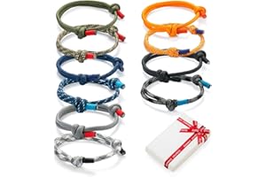 QIUJUNDE 10 Stück Cool Geflochtene Armbänder Set für Mann Frau, Bunt Marine Seil Schnur Nautische Surf Armband für Männer Herren Jungs kinder jungen junge, Navy Seil String Stoff Armreif Einstellbar Geschenk
