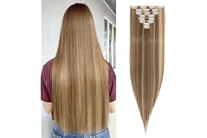 SEGOHAIR Clip In Extensions Haarverlängerung SET 8Pcs 18 Clips Voller Kopf Wie Echthaa Glatt - Synthetisches Haarteil Für Damen 26"(66cm) Goldbraune Mischung Dunkelblond