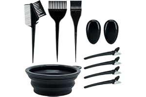 Irikdescia® Lot de 10 pinceaux de coloration des cheveux et bol avec peigne à brosse, bol de teinture, brosse de teinture, cache-oreilles, épingles à cheveux, lot de pinceaux de coloration de qualité