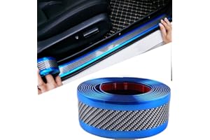 GENRICS Autocollant De Seuil De Porte De Voiture Fibre de Carbone Scuff Scratch Résistant,Protecteur Anti-Choc Bande en Caoutchouc,avec Résistance à l'abrasion,Aux Rayures Et Forte Adhésion(2,5M * 5CM)