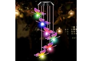 SOSAYET Campanelli Eolici Solare, Campane a vento solare che cambiano colore Luce a LED, Campanelli Solare Impermeabili, Regalo Mamma, Decorazione per Esterni Giardino Cortile Feste