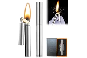 NIZIRIOO Zapalniczka naftowa w stylu vintage, ze stali nierdzewnej: wiatroszczelna, składana, przenośna, mini zapalniczka z pudełkiem na prezent dla mężczyzn, ojca
