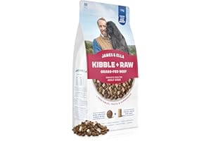 James & Ella Kibble + Raw Dog Food - Grass Fed Beef (1.5kg) ❘ Nutritious High Protein Kibble Combined with Freeze-Dried Raw Meat Nuggets, Contains Essential Oils & Minerals, Grain & Gluten Free