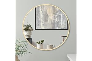 Americanflat Specchio Rotondo da Parete da 81,2 cm con Cornice Dorata - Specchio Tondo Bagno, Camera da Letto, Ingresso, Salotto - Specchio da Parete Rotondo Grande