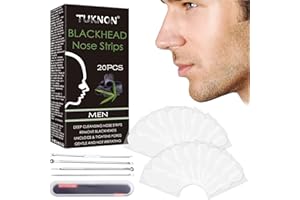 TUKNON Tiras Nasales De Eliminación De Puntos Negros,Tiras De Espinillas,Blackhead Nose Strips,Nose Strips,Tiras De Limpieza Profunda,con Herramienta para Quitar Espinillas Acero Inoxidable,Blanco,20 Piezas