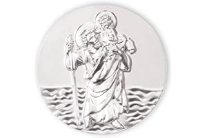 ‎FRITZ COX Fritz Cox Christophorus Auto-Plakette Silber Metall - magnetisch & selbstklebend | klein & rund | für Autofahrer und Fahranfänger | auf Geschenkkarte mit Personalisierung auf der Rückseite