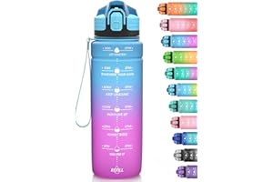 Niggeey Borraccia Sportiva Da 2l, 1,5 Litro, 1 Litro, 700ml, 500ml Bottiglia Sportiva con Indicatore del Tempo e Scala, 1 clic Aperto, Adatto per Palestra, Yoga, Bicicletta, Campeggio e Vita Familiare