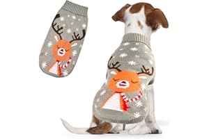 Dereine Maglione Natale Cane,Maglioncino Cane Natale,Maglioni per Cani,Maglione per Animali Domestici con Renna di Natale Design,Adatto per Cani di Piccola,Gatti,Invernali (grigio, XL)