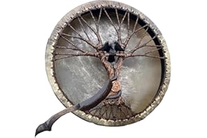 komsoup Schamanentrommel Lebensbaum Sibirische Trommel | Handgefertigte Schamanentrommel mit Trommelstock | Symbol der sibirischen Trommelgeistmusik, Sound of Music Dekoration