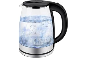 DUCHIFAD Electric Kettle, 1.8L Glass Tea Kettle with LED Light, Auto Shut-Off and Boil-Dry Protection Cordless Kettle Fast Boiling