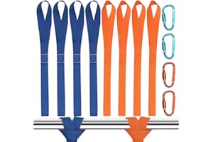 TMZELOA Lot de 8 boucles d'arrimage en nylon, 40,5 cm × 2,5 cm, sangles de serrage courtes pour l'arrimage de charge, charge maximale de 1000 kg, pour le transport de voiture, moto, camping avec 4 mousquetons