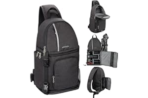 Arvok Bolso de hombro para cámara, mochila impermeable para cámara con funda para lluvia y sujección para trípode, bolso para cámara profesional para Canon Nikon Sony Fujifilm DSLR, SLR y objetivos
