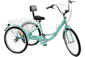 RainWeel Vélo pliable de 24 pouces, tricycle pour adulte, tricycle avec panier, vélo à 3 roues pour adultes et adultes, tricycle à 3 roues avec porte-gobelet et phare
