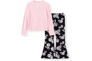 PATPAT Set per bambina: top a maniche lunghe e pantaloni a zampa. Abbigliamento ideale per scuola, feste o come regalo. Stile comodo e alla moda per bambine!