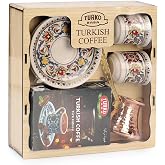 BAZAAR 4 Gift Turkish Coffee Set Ceramic - Turkish Coffee
