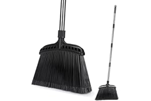 ‎MYIOSUS Myiosus Besen mit Stiel, Straßenbesen, Innen Besen mit 140cm Edelstahl Langem Stiel, Teleskopstiel Besen Draußen, Gartenbesen mit Steifen Borsten, Kehrbesen für Haushalt Terrasse Garage Lobby Hof