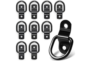 Moollyfox - Anillo de amarre (10 unidades, con tornillos y soportes, anillos de amarre de acero inoxidable, anillos de montaje en D, 400 kg, gancho en D, para remolques, coches, camiones