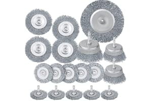 IELEK Wire Wheel Cup Brush Set 18 Pack Coarse Crimped Carbon Steel 1/4In Hex Shank for Drill