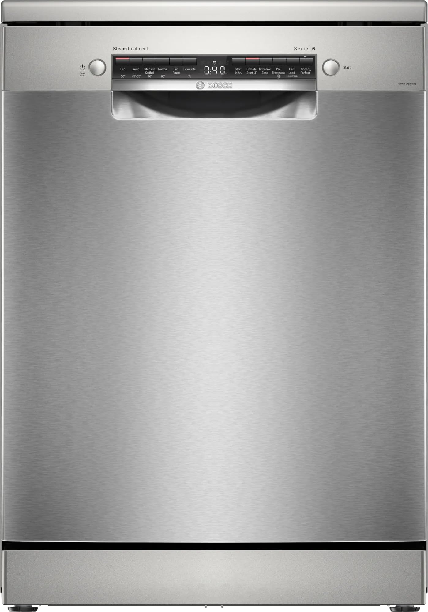 Bosch 15 Place Series-6 Settings free-standing Dishwasher 60 cm Brushed steel anti-fingerprint,with Wi-Fi Dishwasher, (SMS6HMI00I, Silver)