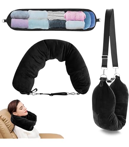 Vulbaar nekkussen, met kleding, reiskussen, nekkussen voor reizen, multifunctioneel, U-vorm, gevoerd, reiskussen voor auto, vliegtuig Vulbaar nekkussen, met kleding, reiskussen, nekkussen voor reizen, multifunctioneel, U-vorm, gevoerd, reiskussen voor auto, vliegtuig
