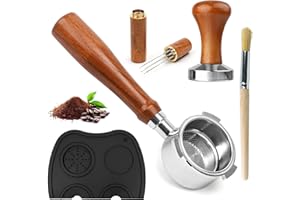 PRZRAO Café Tamper Set Compatible avec EC680/EC685/EC785/EC885 de De'Longhi, 51mm Filtre à Café Sans Fond Portafilter, Espresso Café Tamper Tampon, Presse à Café avec Coussin Silicone