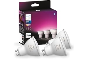 Philips Hue White and Color Ambiance, ampoule LED connectées GU10 4.3W compatible Bluetooth, Lot de 3, fonctionne avec Alexa, Google Assistant et Apple Homekit