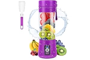 MIAOKE Mixeur portable pour smoothie, mixeur personnel avec 6 lames en 3D, presse-agrumes rechargeable par USB, pour maison, bureau, extérieur (Violet foncé)