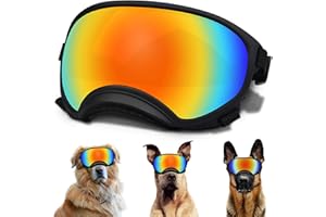 NICERINC PET Dog Sunglasses, Dog Goggles with Adjustable Strap, UV Protection, Windproof, Suitable for Large Medium-Dogs, Dogs Eyes Protection